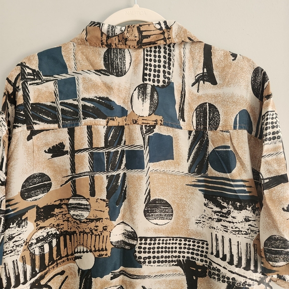 Vintage Expressions World Wide Havana Men's Abstract Print Shirt - Picture 5 of 12